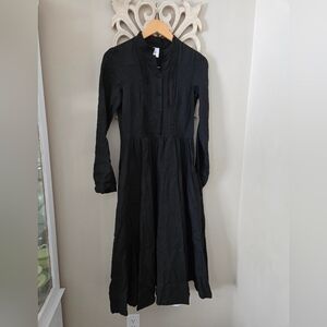 Son de Flor Black Linen Maxi Dress Size XXS